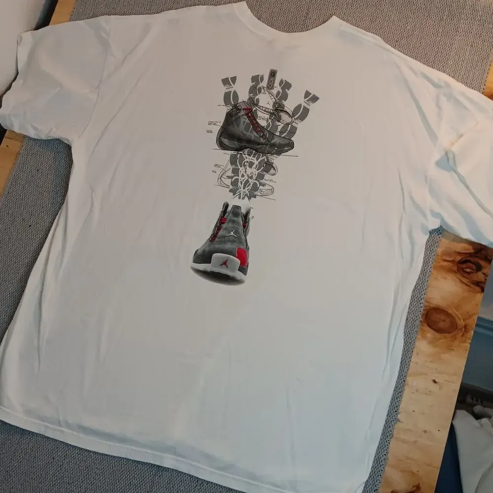 Nike Air Jordan Sneaker Tech Tee Mens XXL White Jumpman Logo Basketball Shoe Y2K